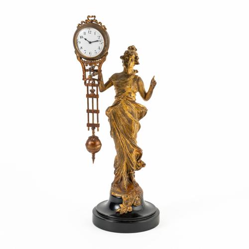 A GERMAN GILT SPELTER ‘DIANA’ MYSTERY CLOCK