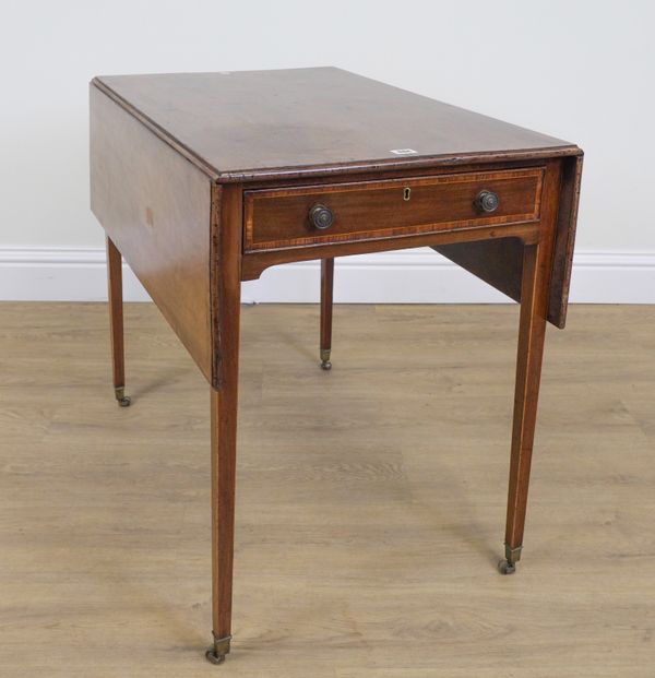 A GEORGE III ROSEWOOD BANDED MAHOGANY PEMBROKE TABLE