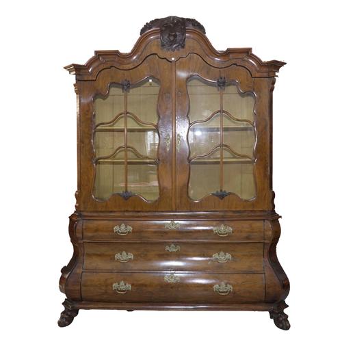 AN 18TH CENTURY DUTCH DISPLAY CABINET ON CHEST