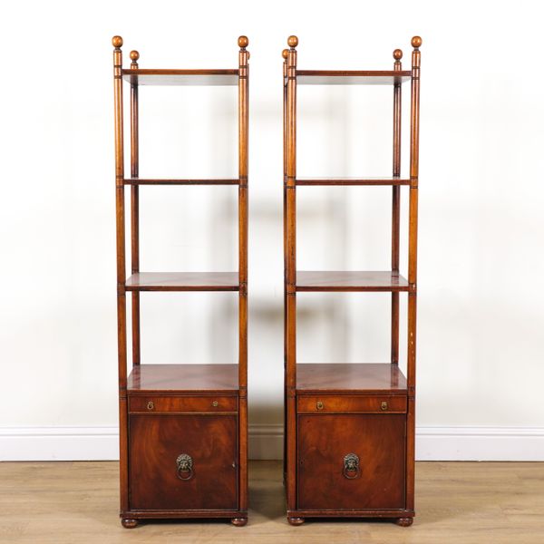 A PAIR OF VICTORIAN STYLE MAHOGANY FOUR TIER WHAT-NOTS (2)