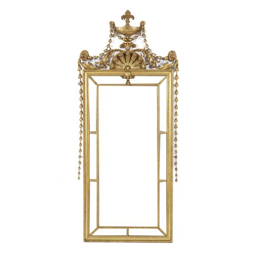 A LATE 19TH CENTURY FRENCH GILT FRAMED MARGINAL MIRROR