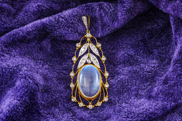 LIBERTY AND CO - A MOONSTONE AND DIAMOND PENDANT