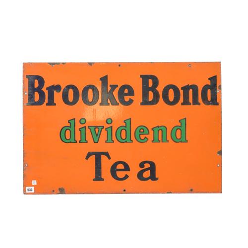 BROOKE BOND TEA: AN ORANGE ENAMEL ADVERTISING SIGN