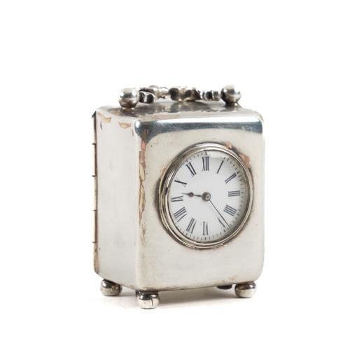 A VICTORIAN SILVER CASED SMALL CARRIAGE CLOCK AND A GENTLEMAN'S SILVER OPENFACED POCKET WATCH (4)