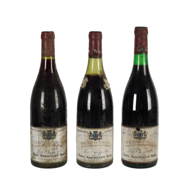 THREE BOTTLES HERMITAGE LA CHAPELLE PAUL JABOULET 1976 1979 1980