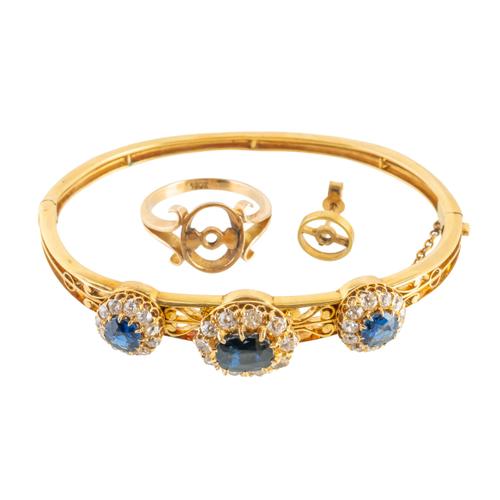 A SAPPHIRE, SAPPHIRE DOUBLET AND DIAMOND CONVERTIBLE BANGLE