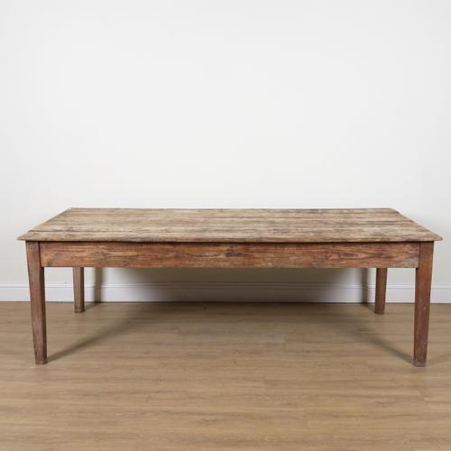 A LATE 19TH CENTURY PINE REFECTORY TABLE