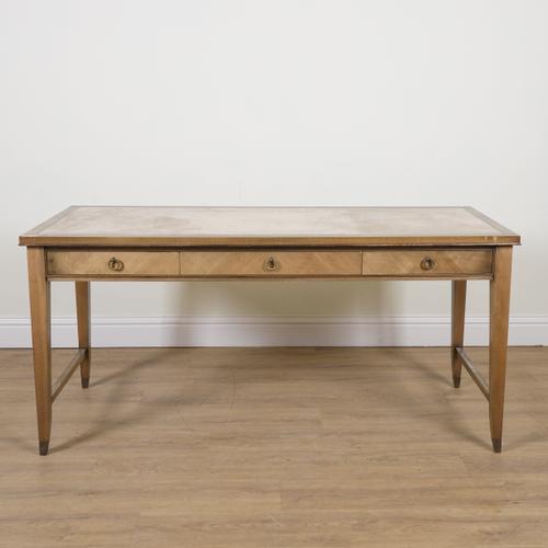 A MODERN HARDWOOD WRITING DESK