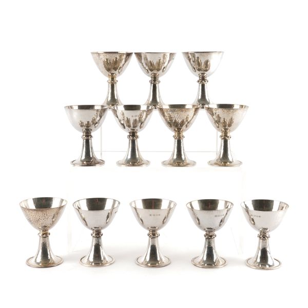 EIGHT SILVER GOBLETS AND FOUR EUROPEAN GOBLETS (12)