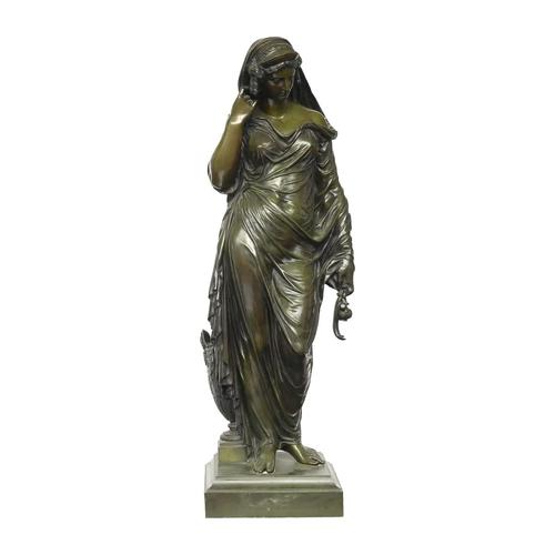 EUGENE-LOUIS LEQUESNE (FRENCH 1815-1887): A FRENCH PATINATED BRONZE OF A GODDESS, PROBABLY HERA