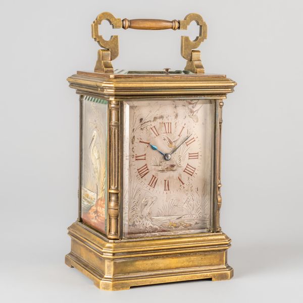 AN UNUSUAL FRENCH BRASS STRIKING AND REPEATING LEVER CARRIAGE CLOCK