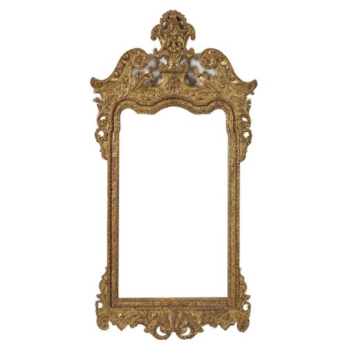 A GEORGE III STYLE GILT FRAMED WALL MIRROR