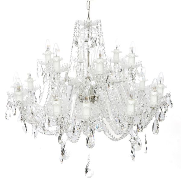 A PAIR OF REGENCY STYLE  GLASS EIGHTEEN  BRANCH CHANDELIERS (2)