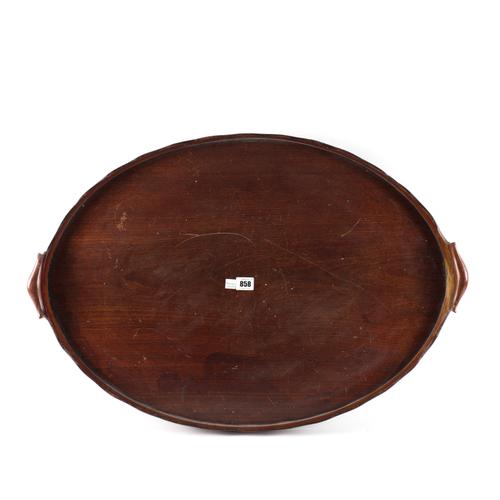 A LARGE GEORGE III MAHOGANY OVAL SERVING TRAY