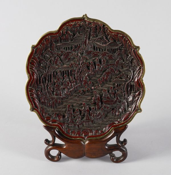 A CHINESE RED LACQUER DISH