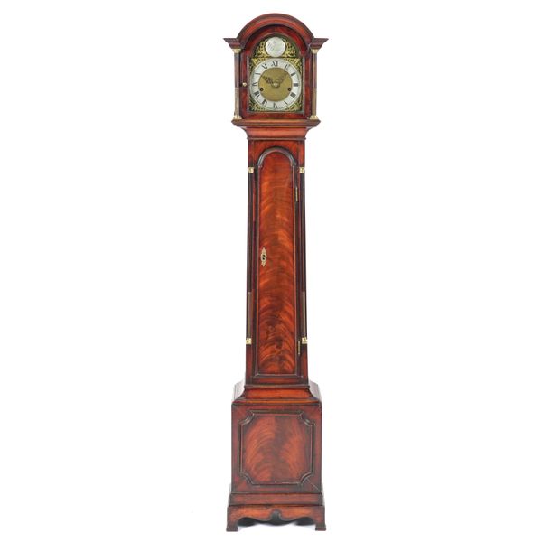 A MAHOGANY MINIATURE LONGCASE OR ‘GRANDMOTHER’ CLOCK