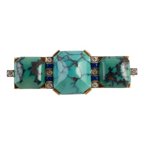 A FRENCH TURQUOISE BROOCH