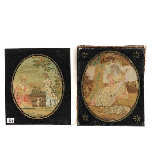 THREE LATE GEORGE III SILKWORK EMBROIDERED PICTURES (5)