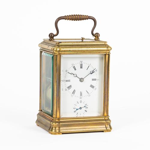 A FRENCH GORGE CASED STRIKING AND REPEATING CARRIAGE CLOCK