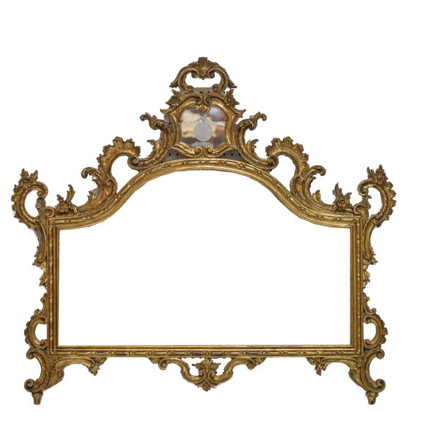 A 19TH CENTURY ITALIAN GILT FRAMED ARCH TOPPED WALL MIRROR