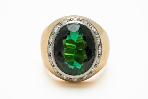 A TOURMALINE AND DIAMOND RING