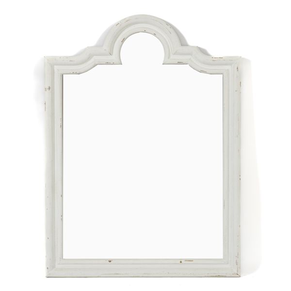 A WHITE PAINTED ARCH TOPPED WALL MIRROR (2)