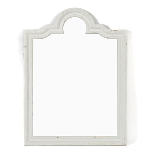 A WHITE PAINTED ARCH TOPPED WALL MIRROR (2)