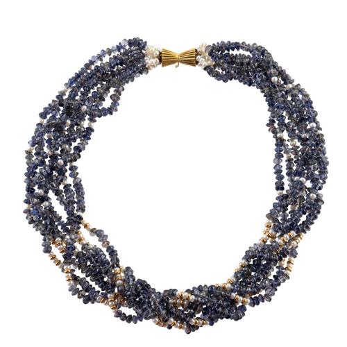 AN IOLITE BEAD NECKLACE