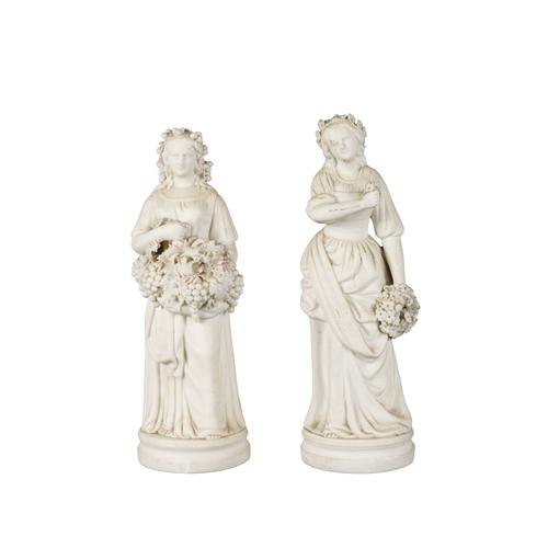 TWO BISCUIT PORCELAIN FIGURES OR PERSONIFICATIONS OF SPRING AND SUMMER (2)