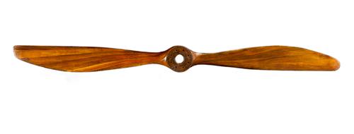 AN ENGLISH LAMINATED OAK AND MAHOGANY PROPELLER FROM THE LE RHONE ROTARY ENGINE OF AN AVRO 504 AIRPLANE