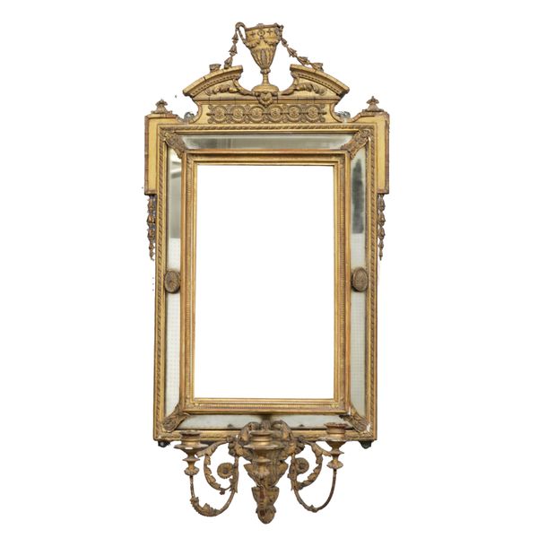 A REGENCY GILT FRAMED MARGINAL GIRANDOLE WALL MIRROR