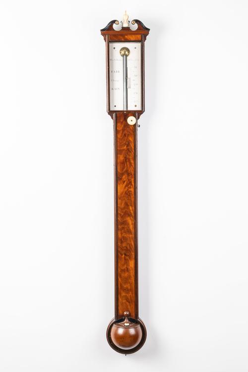 A GEORGE III MAHOGANY STICK BAROMETER