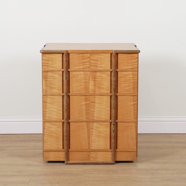 ROBERT INGHAM; A RIPPLE SATINWOOD  CHEST OF FIVE DRAWERS