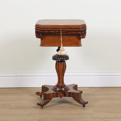 A WILLIAM IV ROSEWOOD TEAPOY
