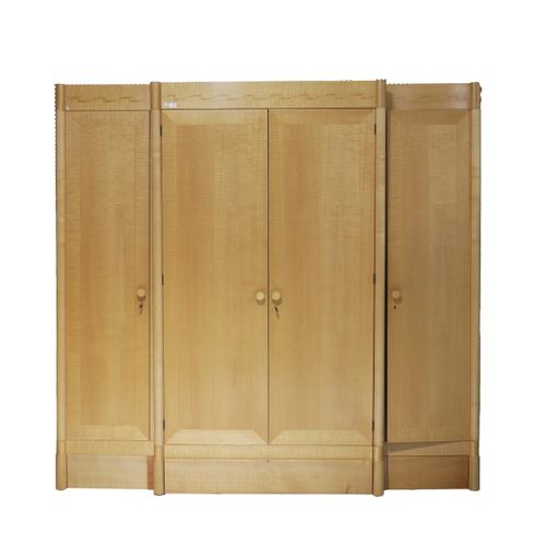 PEARL DOT No.7; A MODERN CHERRY AND SATINWOOD FOUR DOOR WARDROBE