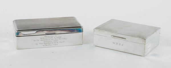 TWO SILVER TABLE CIGARETTE BOXES (2)