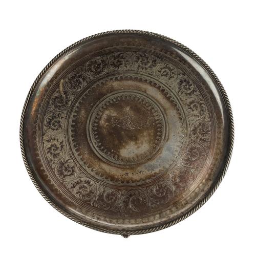 A VICTORIAN PLATED CIRCULAR SALVER