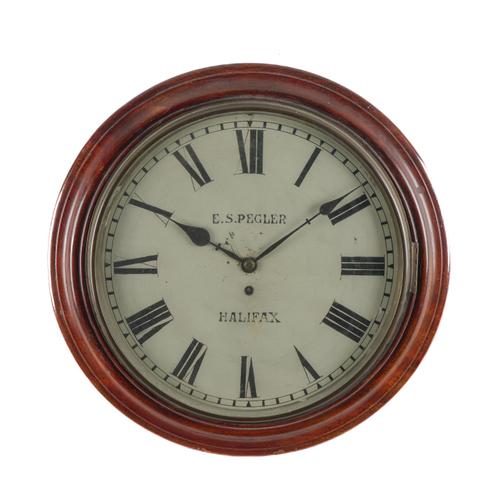 A VICTORIAN 14IN MAHOGANY DIAL CLOCK