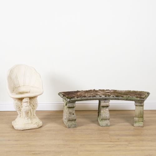 A RECONSTITUTED STONE CONCAVE BENCH (3)