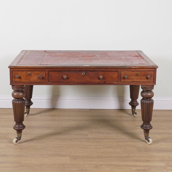 A VICTORIAN AND LATER MAHOGANY WRITING PARTNER'S DESK