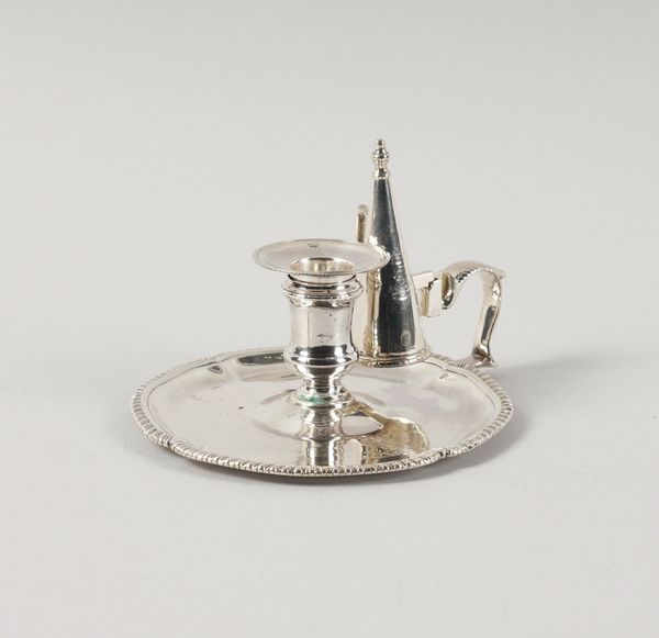 A GEORGE III SILVER CHAMBER CANDLESTICK