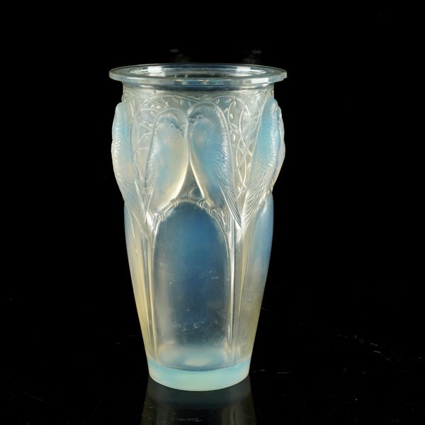 A LALIQUE `CEYLAN' OPALESCENT AND FROSTED GLASS VASE