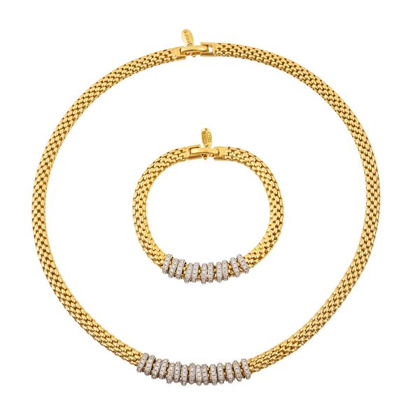 A FOPE VENDOME DIAMOND NECKLACE AND BRACELET (3)