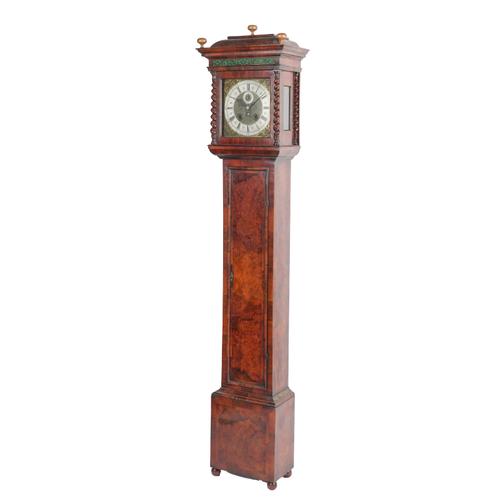 A WALNUT MONTH-GOING LONGCASE CLOCK
