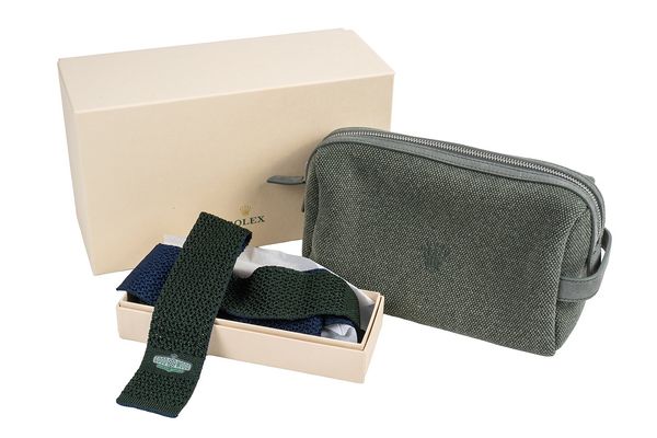 A ROLEX WASHBAG AND TIE (2)