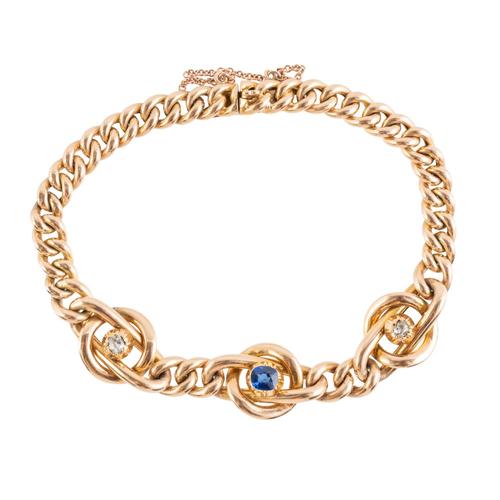 A SAPPHIRE AND DIAMOND CURB LINK BRACELET