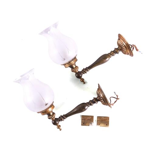 A PAIR OF MODERN GILT AND PATINATED BRONZE WALL LIGHTS (2)