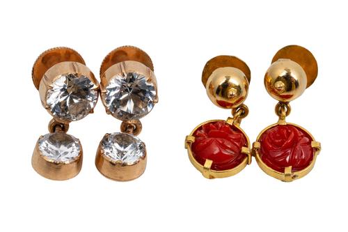 TWO PAIRS OF EARRINGS