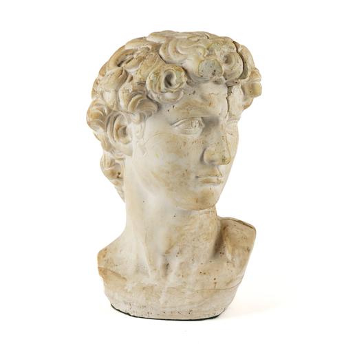 A PLASTER PORTRAIT HEAD CAST AFTER MICHELANGELO'S DAVID