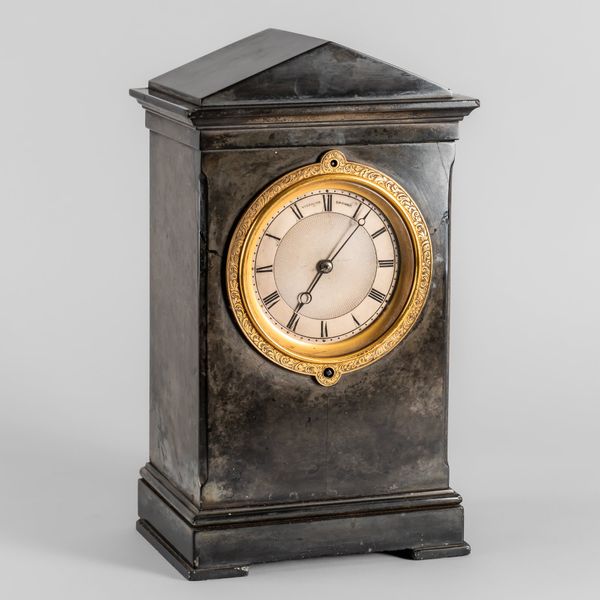 A RARE EARLY VICTORIAN ASHFORD BLACK ‘MARBLE’ MANTEL TIMEPIECE